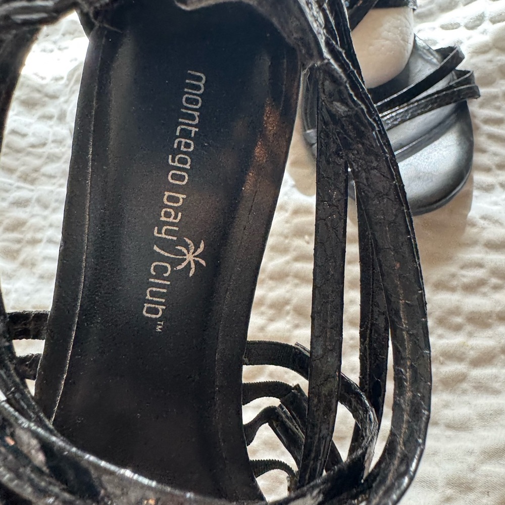 Montego Bay Club Black Strappy Sandals - Picture 6 of 7